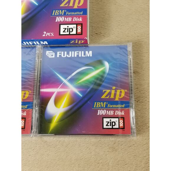 Fujifilm 100mb Disk BM Formatted Zip Disk New Sealed 4 pcs Vintage - Picture 4 of 11